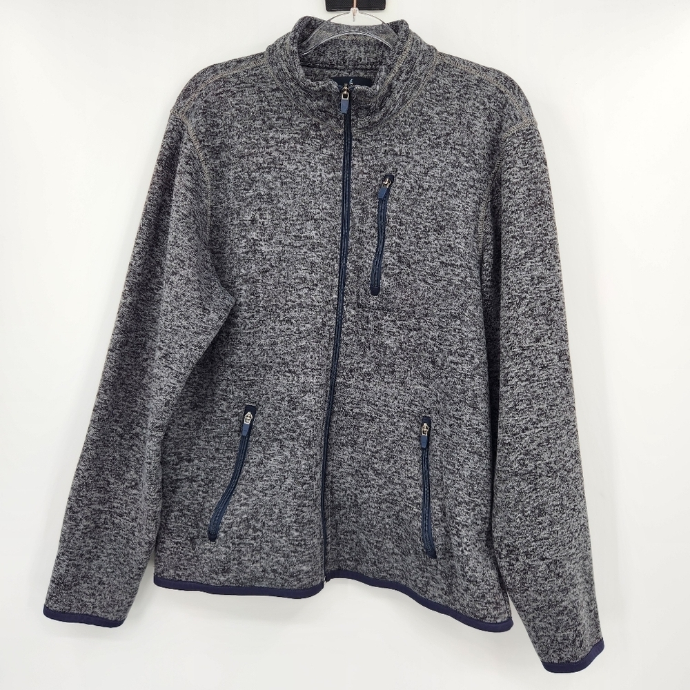 Tailor Vintage Mens Full Zip Jacket Size Large Fleece Gray Zipper Pockets